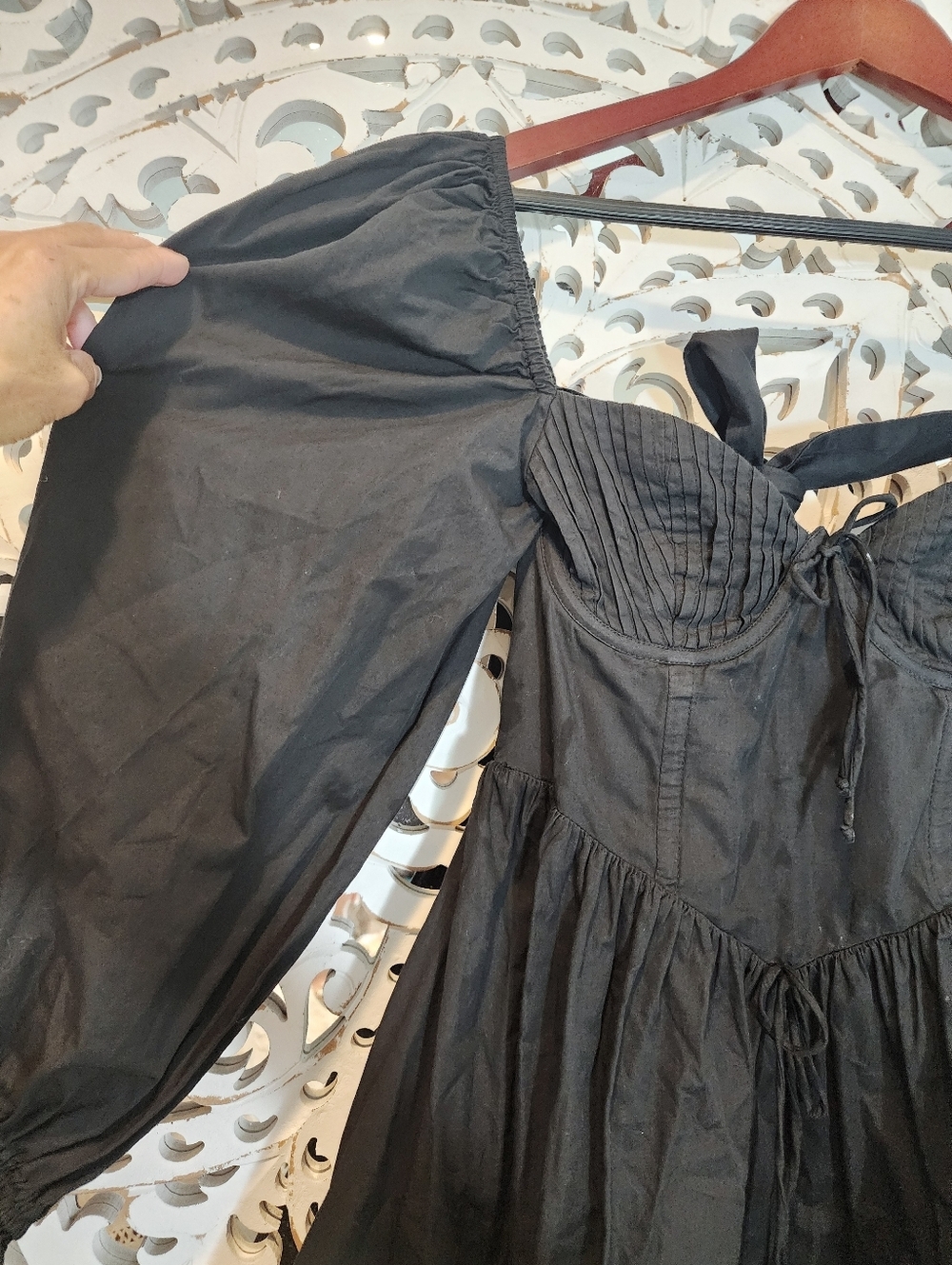 FOR THE LOVE & LEMONS RUTH MINI BLACK DRESS LONG SLEEVES W RUFFLES WOMENS XSMALL - Picture 6 of 14